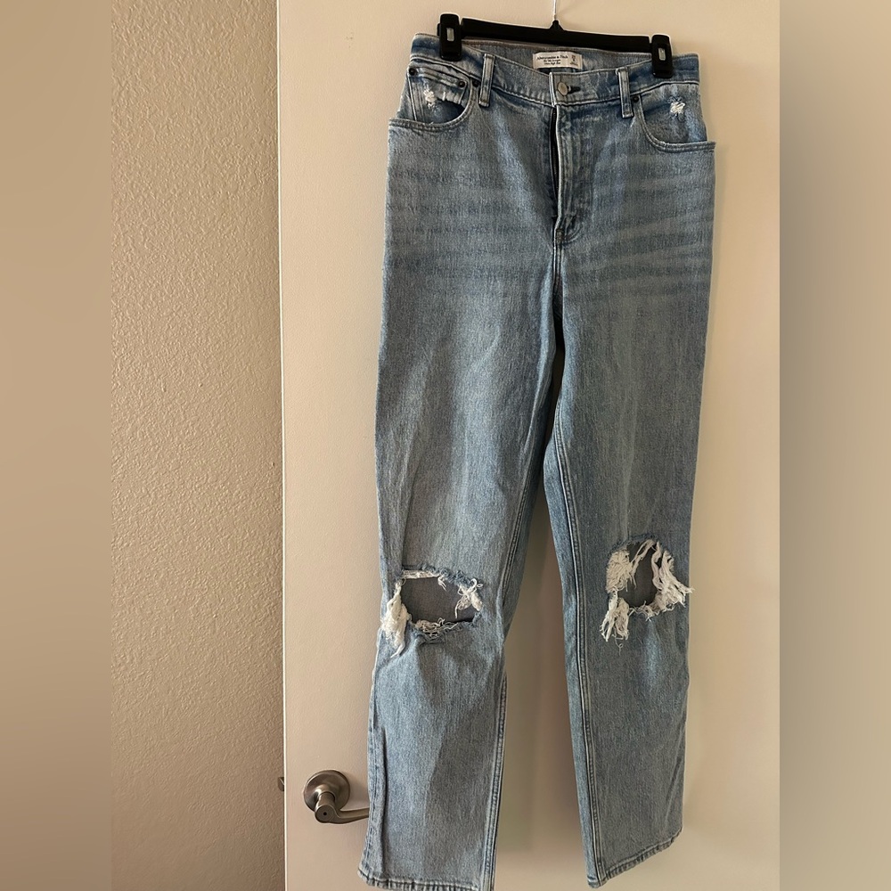 Abercrombie & Fitch Light Blue Ripped Boyfriend Jeans